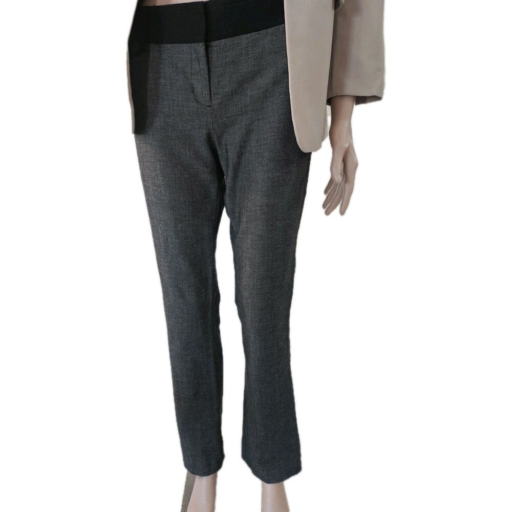 Express Columnist Gray Mid Rise Contrast Waistband Dress Pants 4R